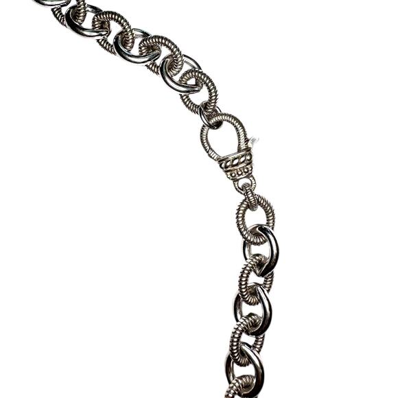 Judith Ripka Sterling Silver Chain Necklace w/ Heart Enhancer Pendent - Picture 4 of 5